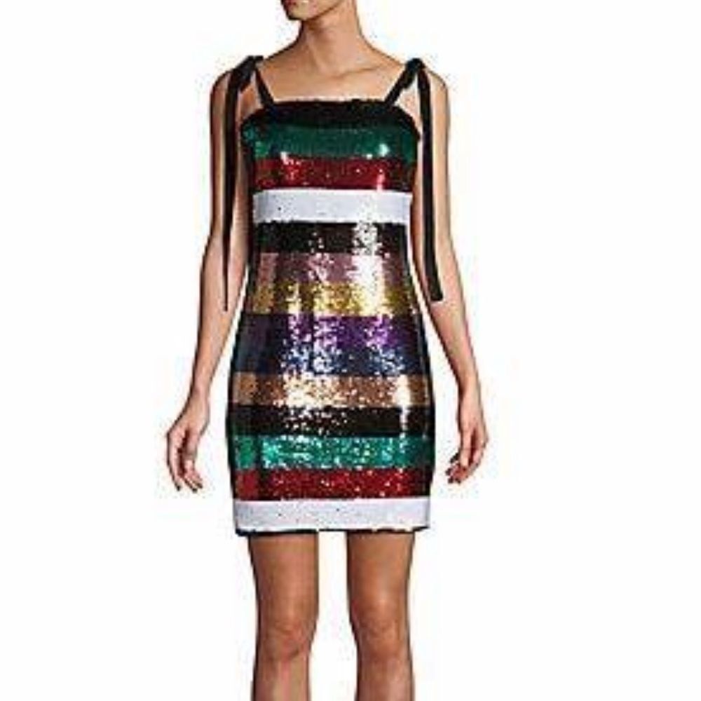 NWT Lea & Viola Striped Sequin Mini Dress Size XS